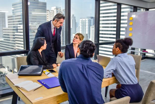 business team working meeting in office planing marketing success premium photo